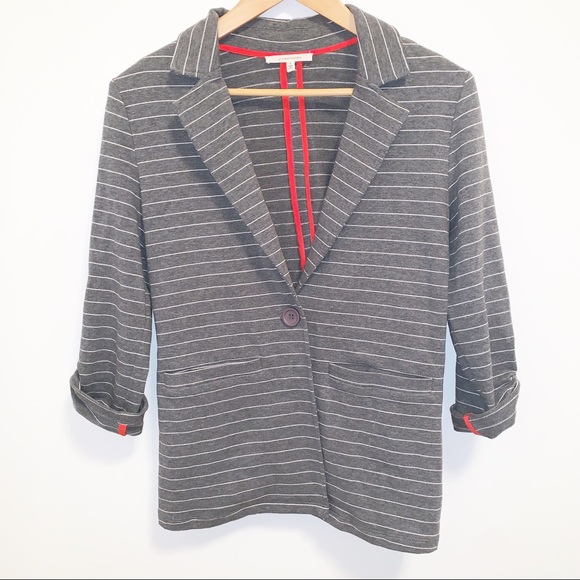 41 Hawthorn Gray Striped One Button Barde Blazer - Picture 5 of 8